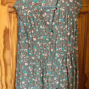Olive Green Floral Tunic / Minidress Size L
